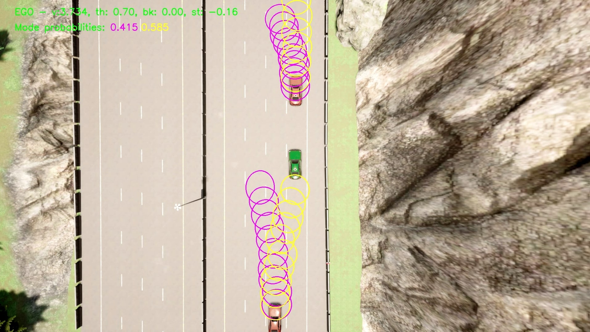 Predictive control for autonomous driving with uncertain, multimodal predictions